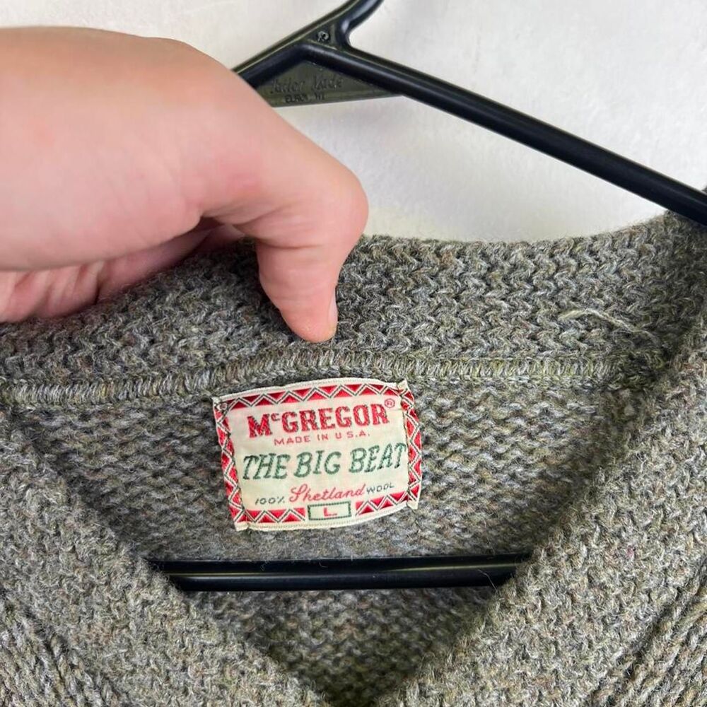 McGregor The Big Beat Grey V-neck Sweater Size L - Picture 5 of 6